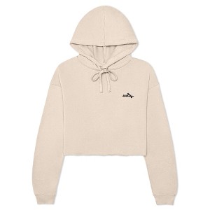Dalix Salty Embroidery Fleece Hoodie Cropped Long Sleeve Drawstring Fall Spring Womens - 1 of 4