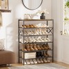 WOWLIVE 6/8/10-Tier Shoe Rack Black Metal with Rustic Brown Wood Top Shelf - 2 of 4