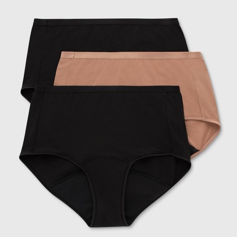 Hanes Women's 3pk Comfort Period And Postpartum Light Leak Protection  Bikini Underwear - Beige/gray/black : Target