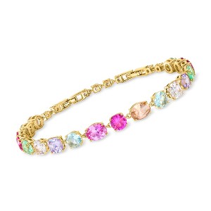Ross-Simons 18kt Yellow Gold-Plated Bracelet With Simulated Multicolored Gemstones and 15.50 ct. t.w. Czs Size 7 - 1 of 4
