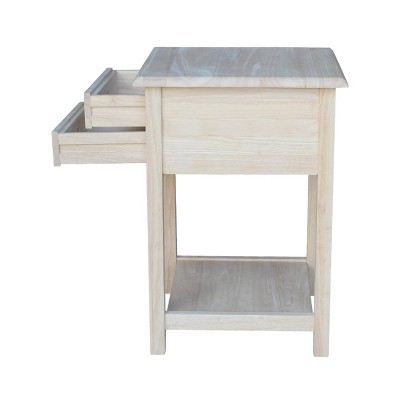 Eco-Friendly Unfinished Rubberwood Square Side Table with Storage
