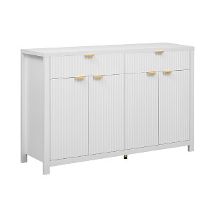 Lyngins Sideboard Buffet Cabinets with 4 Doors,2 Drawers,Aluminum Handles,Wave-Pattern Coffee Bar Cabinets,Credenzas for Kitchen,Entryway - 1 of 4