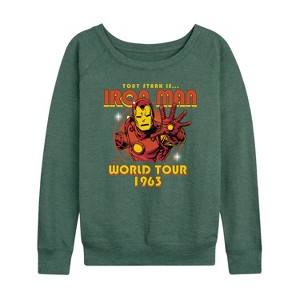 Women's - Marvel - Iron Man Band Tee Style Lightweight French Terry Wide Neck Long Sleeve Shirt - 1 of 4