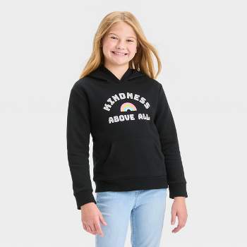 Girls' Striped Hooded Pullover Sweatshirt - Cat & Jack™ Black Xl : Target