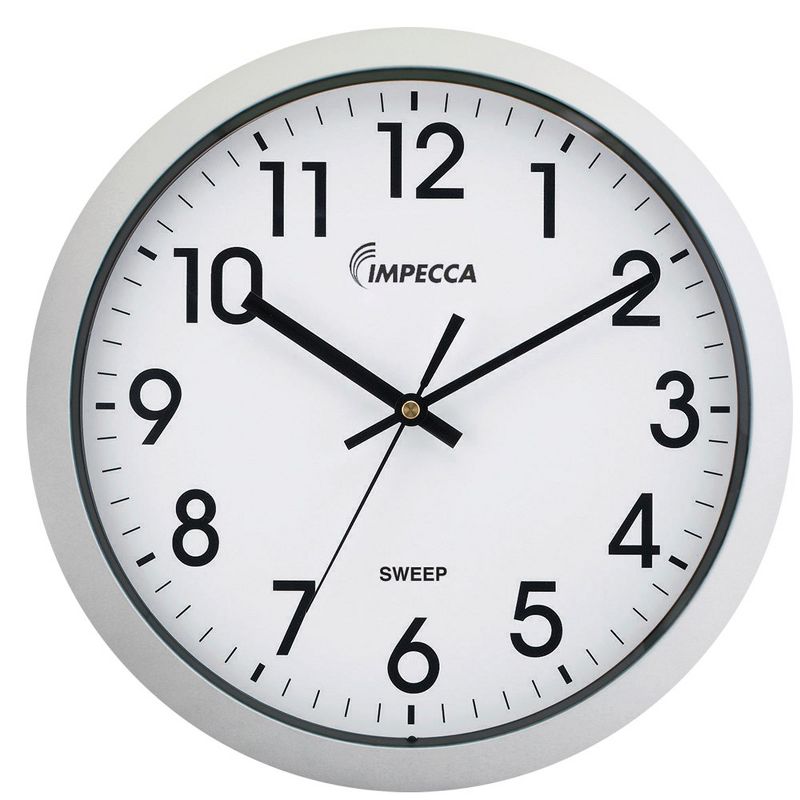 Impecca 12 Inch Quiet Movement Wall Clock, White, 1 of 4