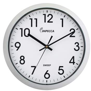 Impecca 12 Inch Quiet Movement Wall Clock, White