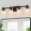 DORESshop 22 in. 4 Light Bathroom Vanity Light, Matte Black Fixtures with Clear Glass Shade, Modern Bathroom Lights Over Mirror - 4 of 4