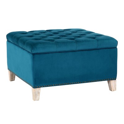 WestinTrends Square Velvet Tufted Storage Ottoman for Living Room Bedroom