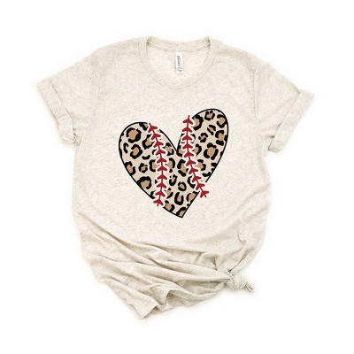 Simply Sage Market Women's Leopard Baseball Heart Short Sleeve Graphic Tee