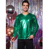 INSPIRE CHIC Men's Round Neck Long Sleeves Shining Disco Metallic T-Shirt - 2 of 4
