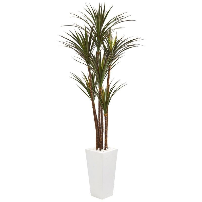 Nearly Natural 6.5-ft Giant Yucca Artificial Tree in White Planter Indoor/Outdoor, 1 of 2