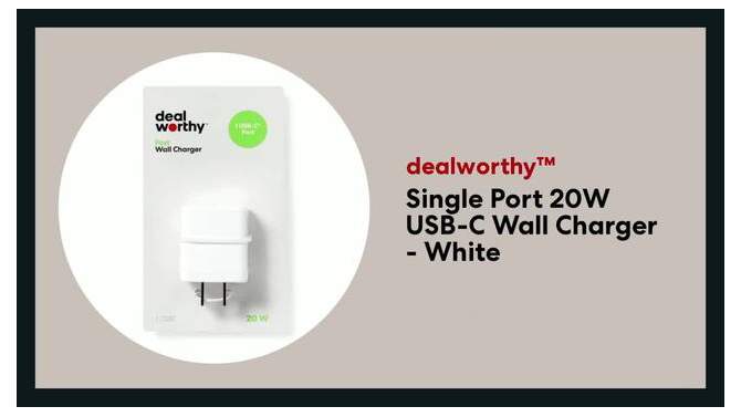 Single Port 20W USB-C Wall Charger - dealworthy&#8482; White, 2 of 6, play video