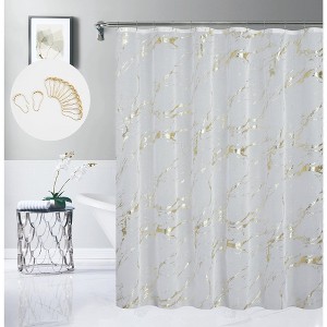 Dainty Home Lindsey Linen Textured Metallic Shower Curtain with 12 Hooks, 70" x 72" - 1 of 4