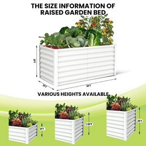 2 Pack Galvanized Raised Garden Bed, Large Metal Planter Box with Open Base, Outdoor Flower Bed, Vegetables Growing Planter for Backyard - 1 of 4