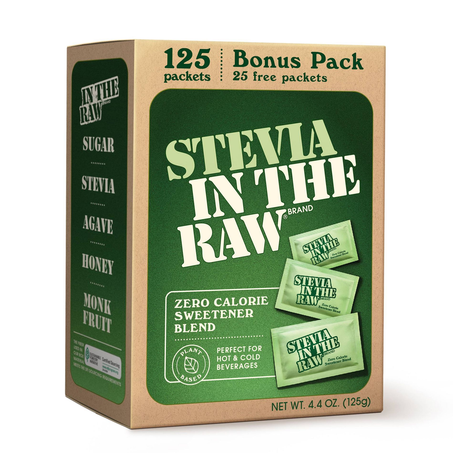 In The Raw Stevia Zero Calorie Sweetener Sugar Substitutes 4 oz 125 ct