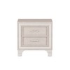 LIVAREEmlen Mid Century Vintage Nightstand with Silver Glitter Strip Decor and Metal Legs 2 Drawers Fully Assembled Except Legs and Handles, Beige - 3 of 4