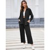 Women Two Piece Casual Outfits Y2K Loungewear Pleated Wide Leg Pants Long Sleeve Button Down Shirt Streetwear Set - 3 of 4