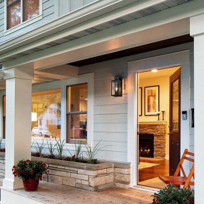 Matte Black Motion Sensor Outdoor Wall Lantern Set