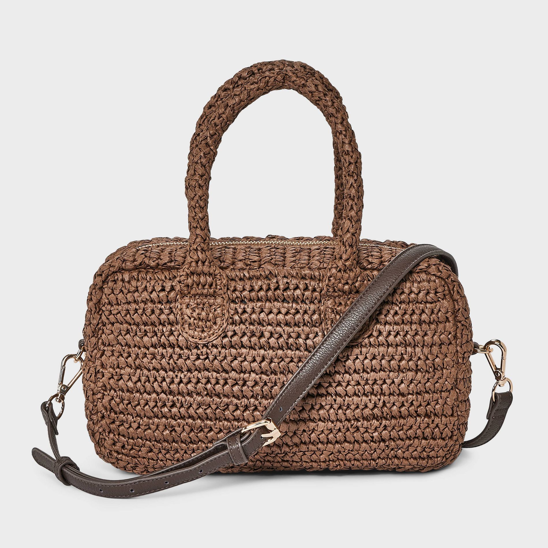 Straw Small Satchel Bag - A New Day™ Brown
