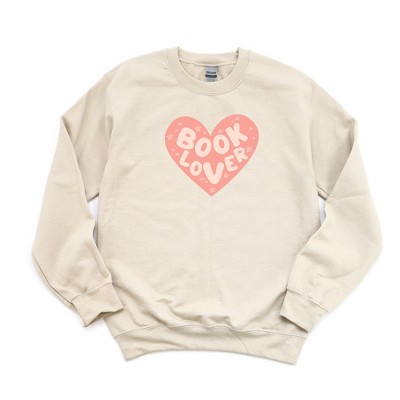 Simply Sage Market Women's Gildan Graphic Sweatshirt Book Lover Heart  L Dust