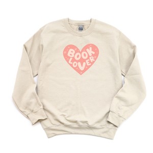 Simply Sage Market Women's Gildan Graphic Sweatshirt Book Lover Heart  M Dust - 1 of 3