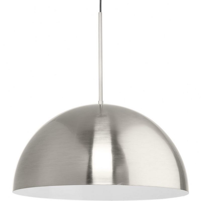 Progress Lighting Perimeter 1-Light Pendant, Brushed Nickel, White Interior Shade: Iconic modern design for kitchens and breakfast nooks., 1 of 2