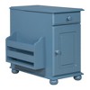PDTEND Vintage Flip-Top End Table with USB Ports, Drawer, Cup Holders & Bookshelf - 2 of 4