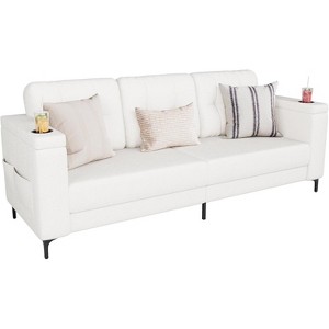 Acekool Modern Sofa Bed, 3-Seat Couch with Storage Armrests, Side Pockets & Cup Holder, Upholstered Sleeper for Living Room or Apartment - 1 of 4