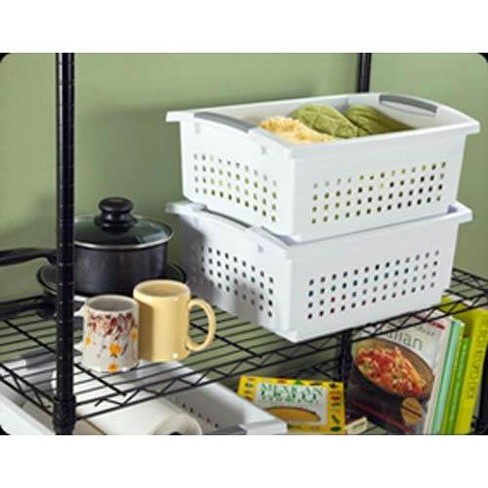 Sterilite Storage Crate, Stackable Plastic Bin Open Basket With Handles,  Organize Home, Garage, Office, School, Black, 12-pack : Target