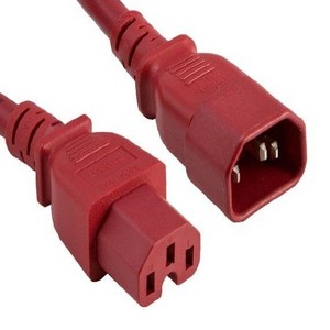 SANOXY 2 PACK of 2ft 14 AWG 15A 250V Power Cord (IEC320 C14 to IEC320 C15), Red - 1 of 1