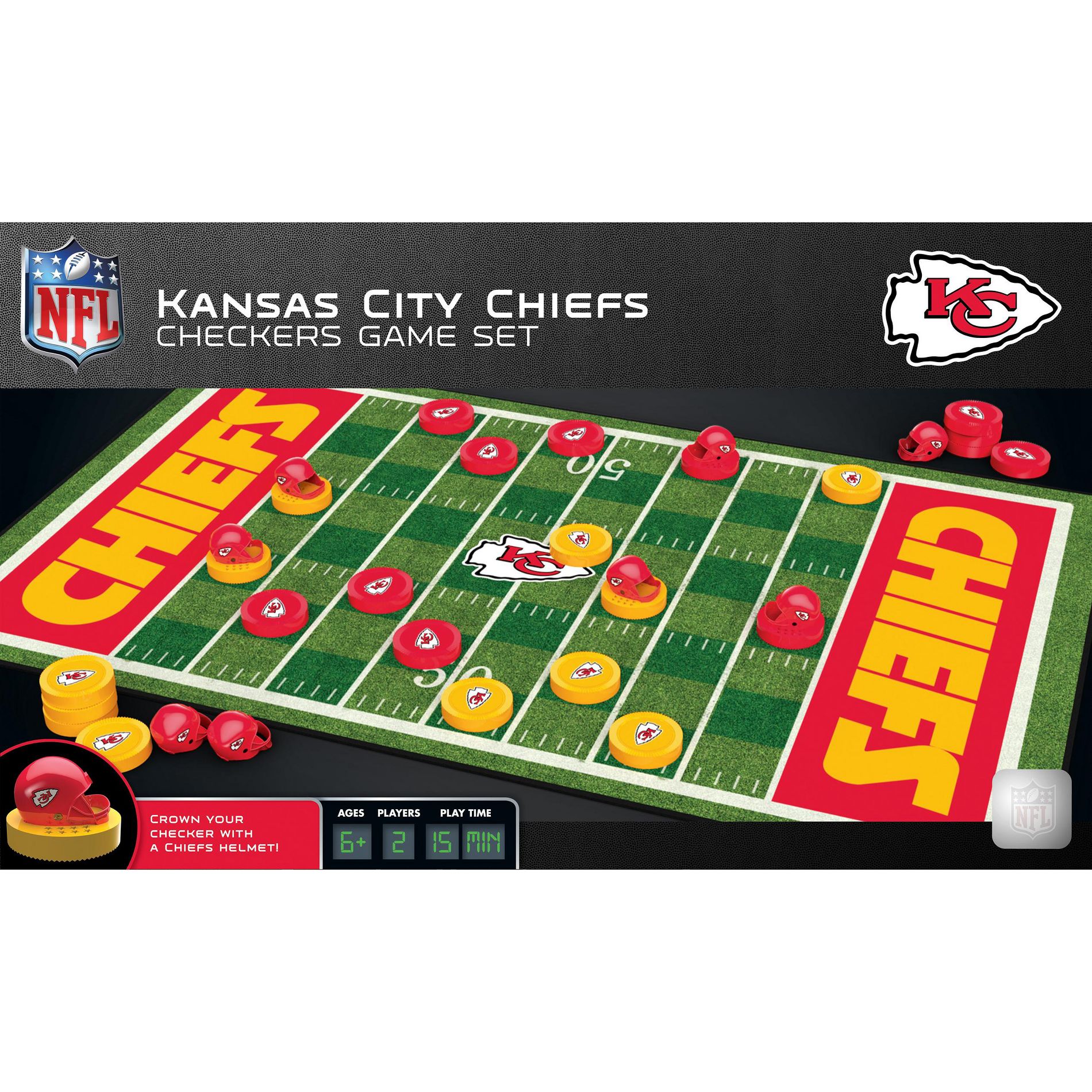 MasterPieces Officially licensed NFL Kansas City Chiefs Checkers Board Game for Families and Kids ages 6 and Up