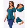 Allegra K Women's Sweetheart Neck Puff Ruffle Sleeve Elegant Peplum Top - 2 of 4