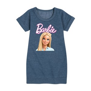 - Barbie - Original Barbie Graphic Short Sleeve Fleece Dress - 1 of 3