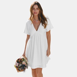 Cupshe Women's Elegant Embroidered White Mini Dress : Target