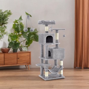 61-Inch Cat Tree Cat Tower for Indoor Cats - Plush Multi-Level Cat Condo with 5 Scratching Posts, 2 Perches, 2 Caves, Hammock, 2 Pompoms - 1 of 4