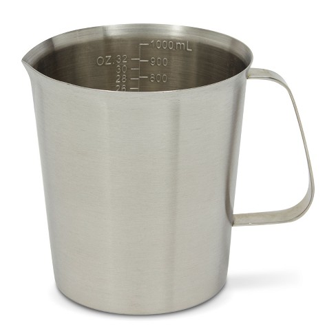 Juvale 32 Oz Stainless Steel Measuring Cup With Handle 1000 Ml Metal Pitcher With Ounces And Milliliters Marking Target