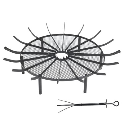 Aoodor Fire Grate Log Grate, Round Spider Wagon Wheel Firewood Grates