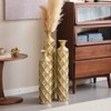 FONTOI Floor Vases Set of 3, 34"/30"/25" Decorative Vases, Metal Center Vase with 3D Triangle Pattern for Living Room Foyer, Gold, 5.9"*33.5"*5.9" - 4 of 4
