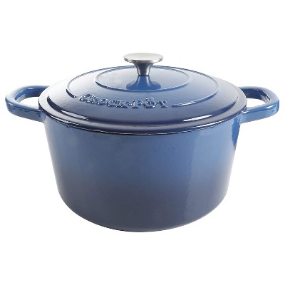 Crock Pot 69145.02 7 Quart Durable Round Enamel Cast Iron Covered Dutch Oven Slow Cooker, Sapphire Blue