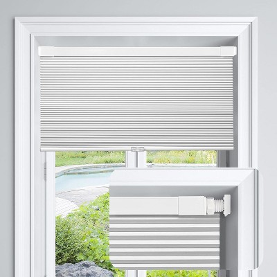 Blackout Honeycomb Shades Pleated Blinds for Windows, 45" W x 64" H, Silver White