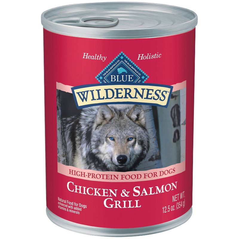 Blue Buffalo Wilderness High Protein Natural Adult Wet Dog Food with Salmon &#38; Chicken Grill - 12.5oz, 1 of 7