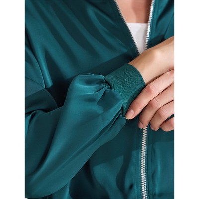Женские куртки INSPIRE CHIC Women's Zip Up Long Sleeve Outerwear Casual Lightweight Jacket Blue Green X-Small — фото 5