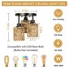 3-Lights Semi-Flush Ceiling Lights,Bohemian Rattan Flush Mount Light, Bulbs Not Included-The Pop Home - 4 of 4
