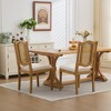 ORRD  Solid Wood Rattan Back Dining Chair - Rustic Style with Linen Cushion & S-Spring Support for Dining Room & Café, Beige - 2 of 4