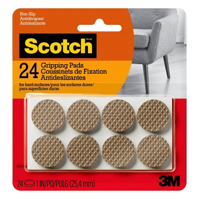 Scotch 24pk 1" Gripping Pads Light Brown: Anti Scratch Felt Floor Protectors for Chairs, Anti Skid Chair Pads
