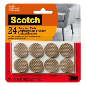 Scotch 24pk 1" Gripping Pads Light Brown: Anti Scratch Felt Floor Protectors for Chairs, Anti Skid Chair Pads - 1 of 4