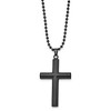 Black Bow Jewelry Men's Black Plated Stainless Steel Brushed Domed Cross Necklace, 24 In - 3 of 4
