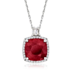 Ross-Simons 6.00 Carat Ruby Pendant Necklace With .30 ct. t.w. White Topaz in Sterling Silver Size 18 - 1 of 3