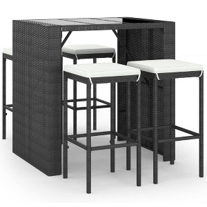 vidaXL Garden Bar Set - Black PE Rattan, Powder-Coated Steel, Tempered Glass, 5-Piece - 1 of 4