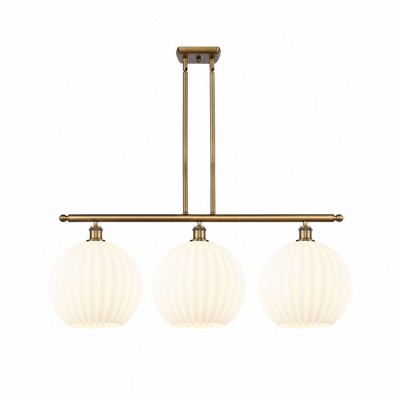 White Venetian - 3 Light Stem Hung Island In Modern Style-14 Inches Tall and 38.5 Inches Wide